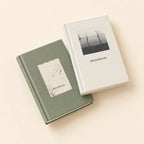 Dear Folio Minimal Sketch Pocket Journal in sage and ivory on a warm studio background.