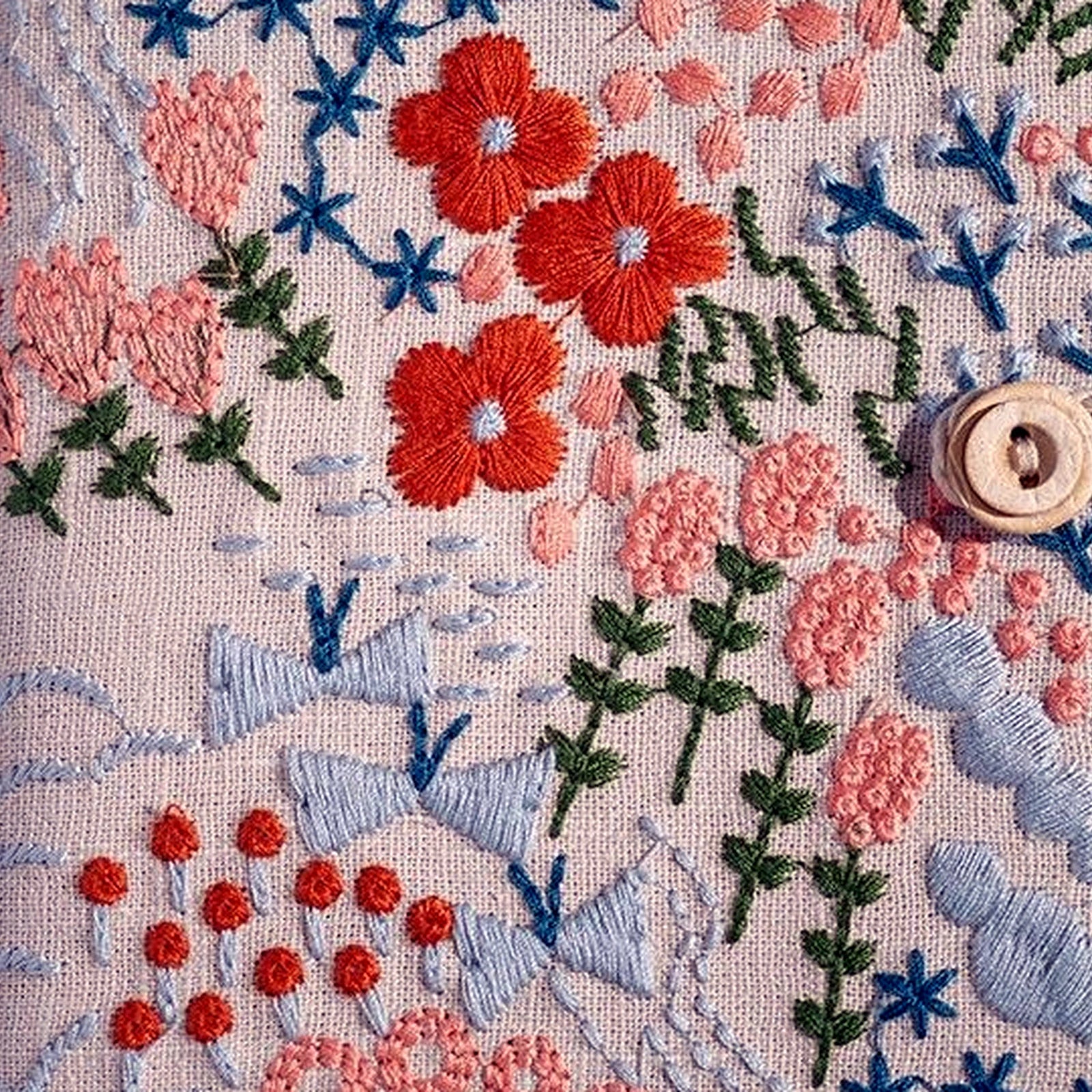 Embroidered Floral Wrap Notebook close-up detail showing product construction