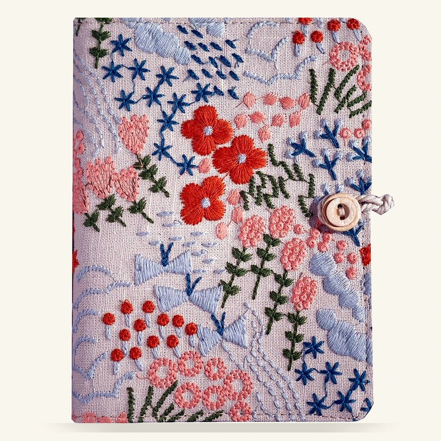 Embroidered Floral Wrap Notebook, Garden Cream, clean product view