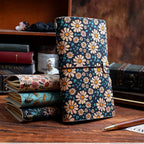 Vintage Floral Traveler Journal styled in a warm reading and writing setting