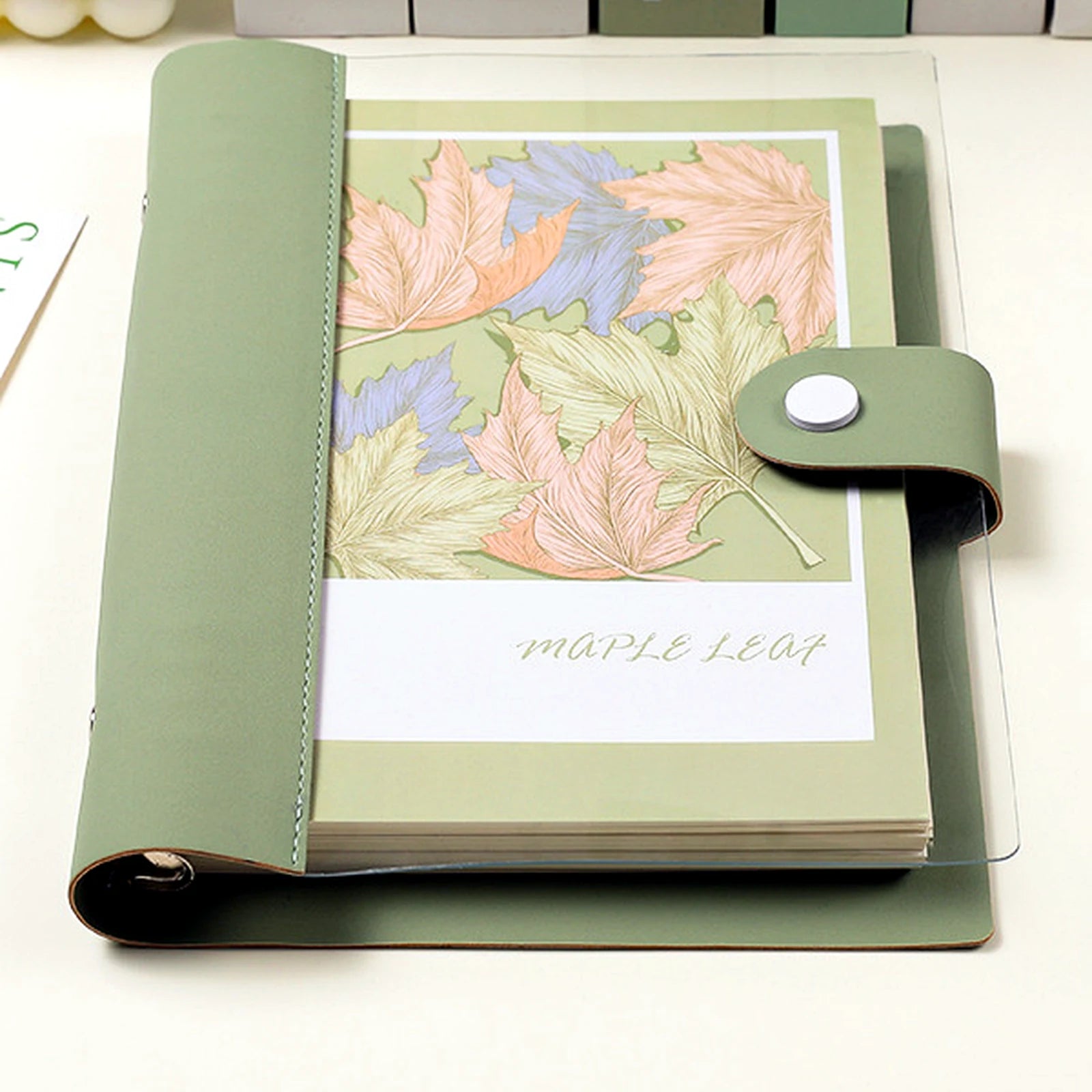 Leaf Pattern Refillable Planner Cover, A5 / Maple Leaf, clean product view