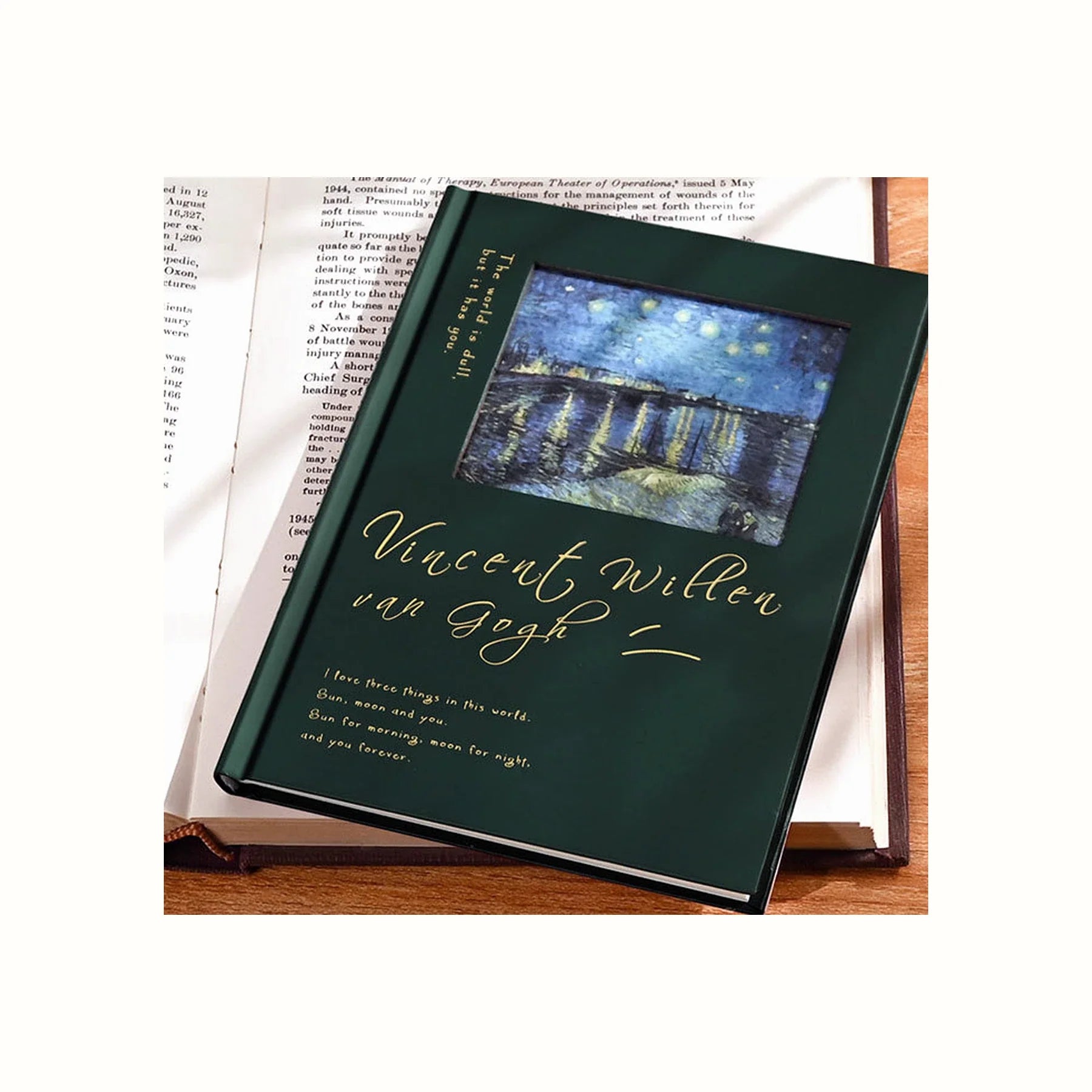 Vintage Window Hardcover Journal in green.