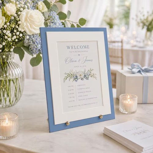Dusty Blue Wedding Menu Card Holder | 5x7 Dinner Menu Frame Display