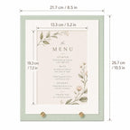 Sage Green Wedding Menu Card Holder | 5x7 Dinner Menu Frame Display
