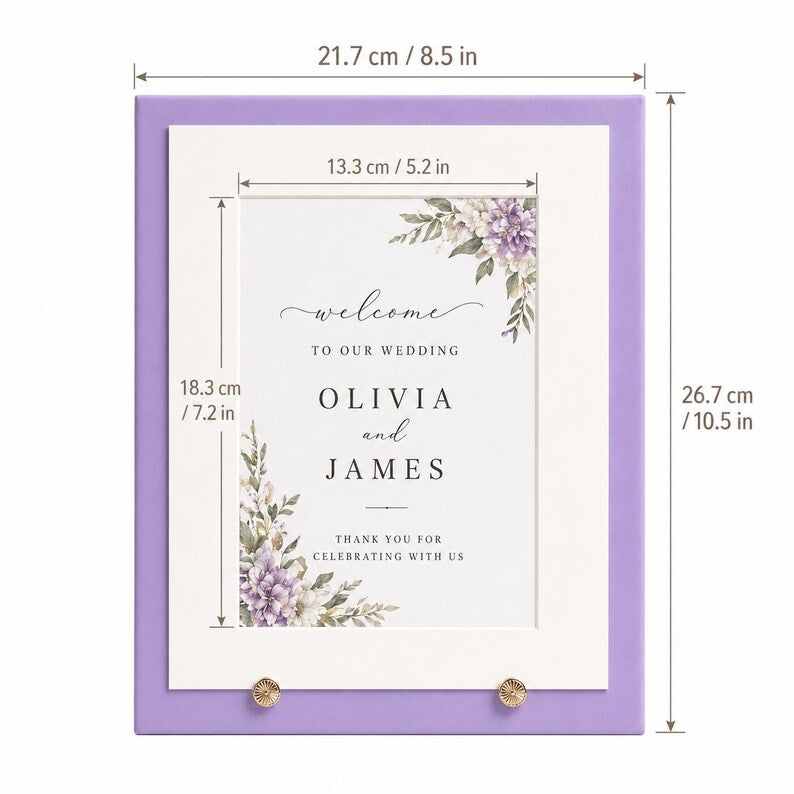 Lavender Wedding Menu Card Holder | 5x7 Dinner Menu Frame Display