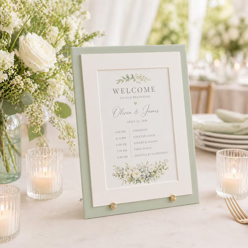 Sage Green Wedding Menu Card Holder | 5x7 Dinner Menu Frame Display